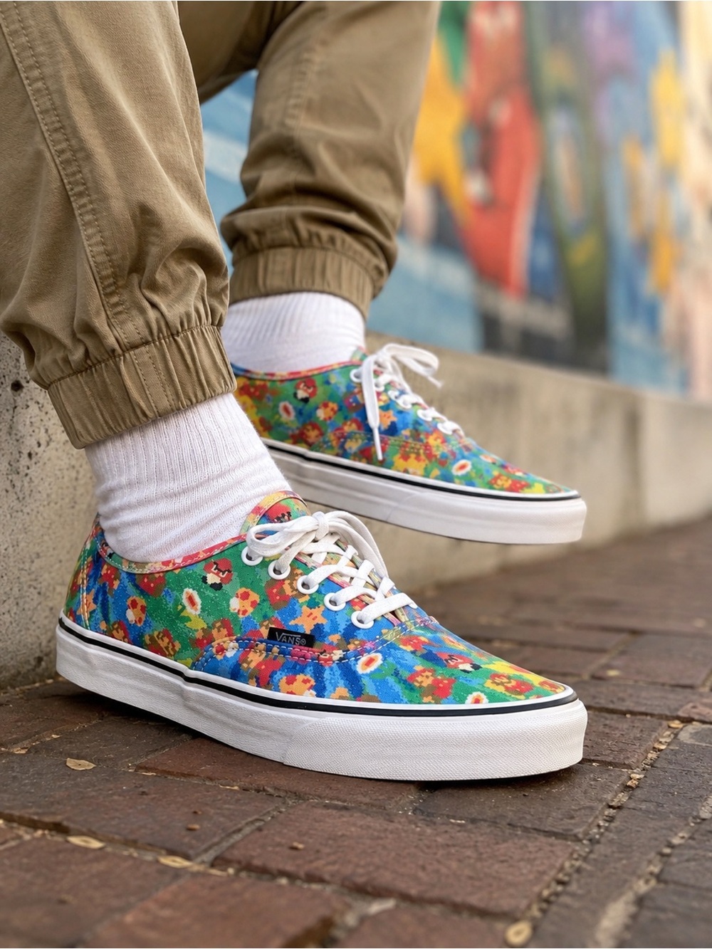 Vans x Nintendo Super Mario Bros Authentic Tie Dye Sneakers Men’s 11 Rare - Picture 2 of 13
